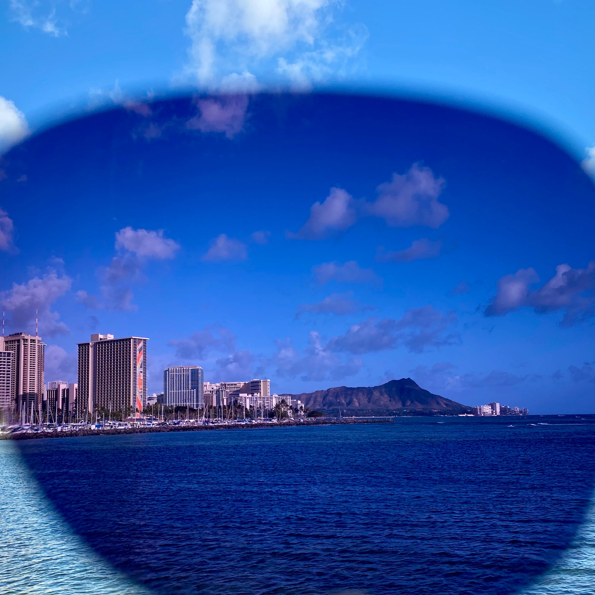 Waikiki through Lani Shades lenses brilliant blue