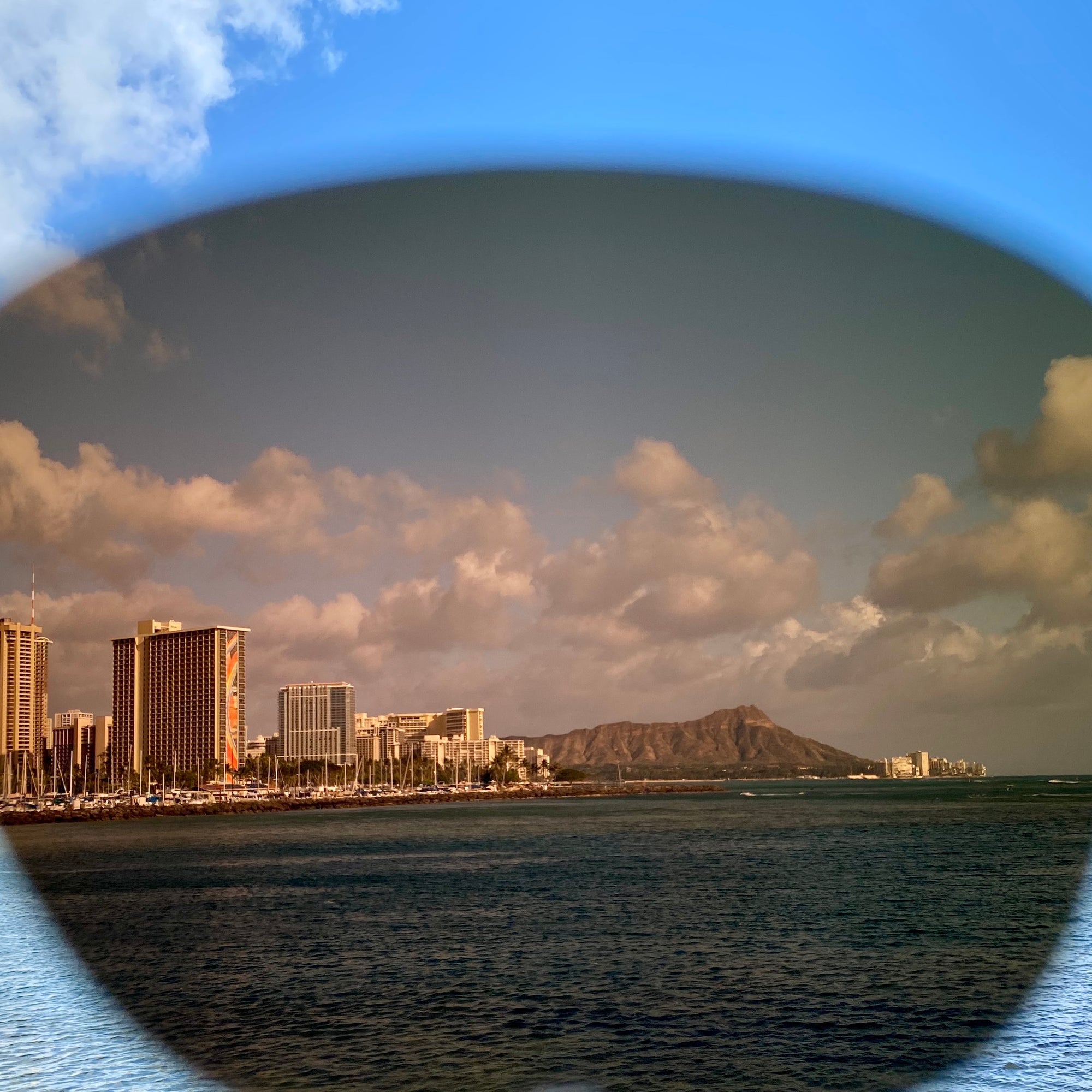 Waikiki through Lani Shades lenses crisp gray
