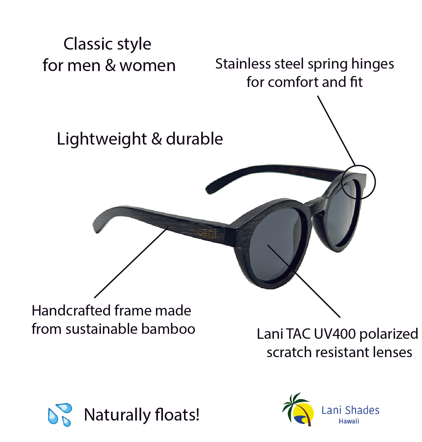 Moana Iwa bamboo wood sunglasses information