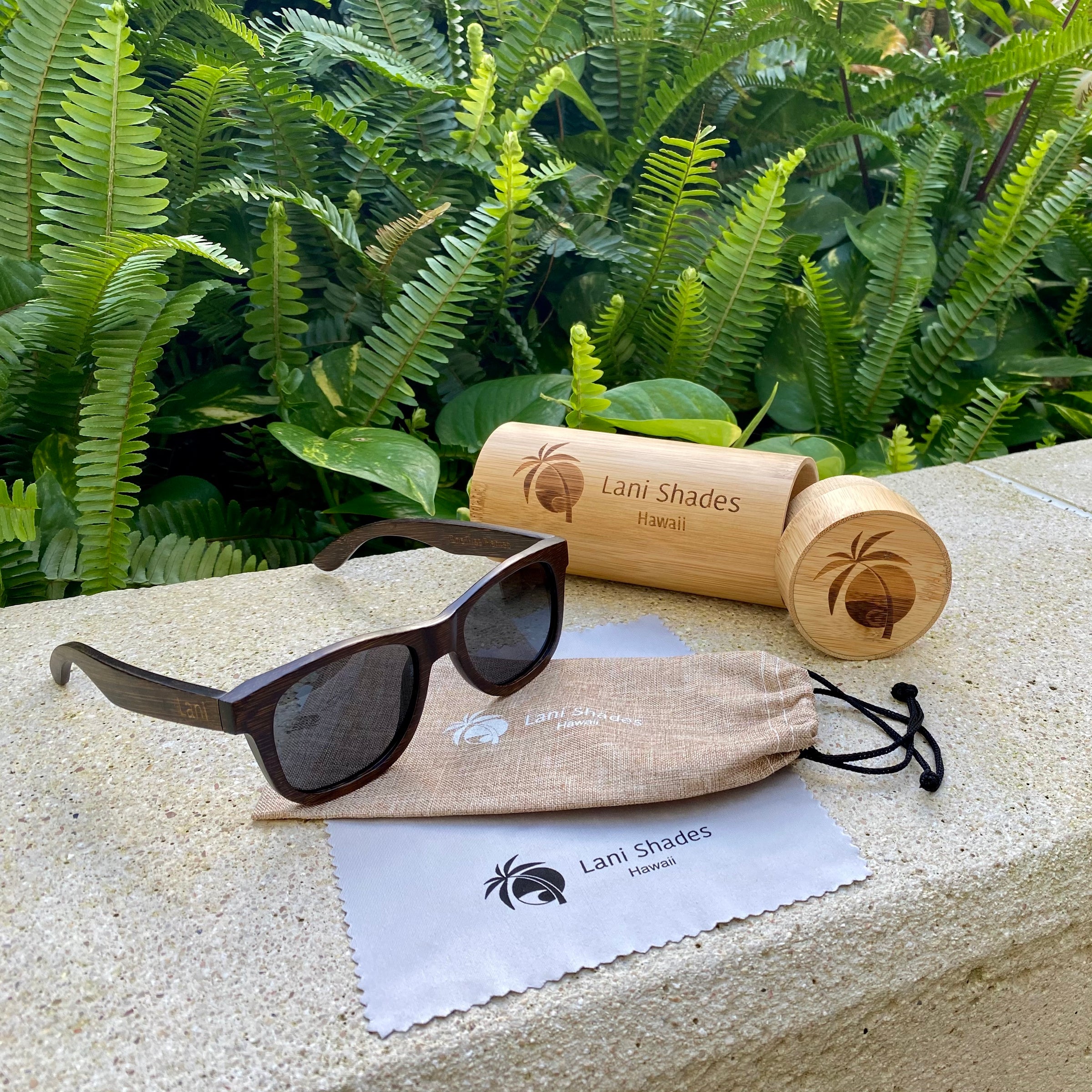 Lani Shades each come with bamboo tube case, pouch and cleaning cloth. Free shipping on all orders.